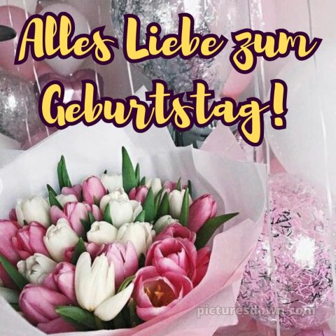 Herzlichen glückwunsch blumenstrauß alles gute zum geburtstag blumen bild Pailletten kostenlos