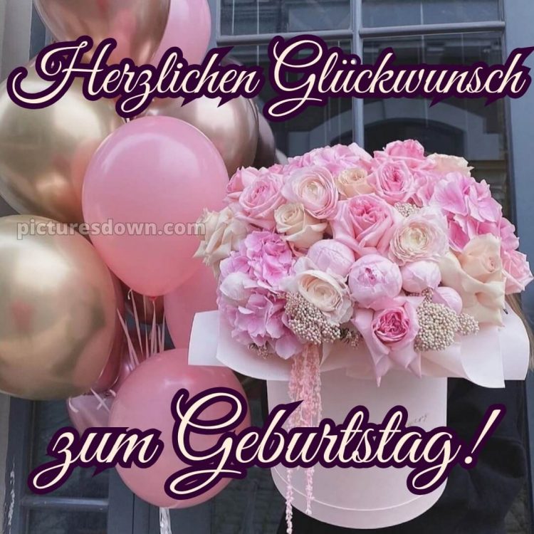 Herzlichen glückwunsch blumenstrauß alles gute zum geburtstag blumen bild Luftballons kostenlos