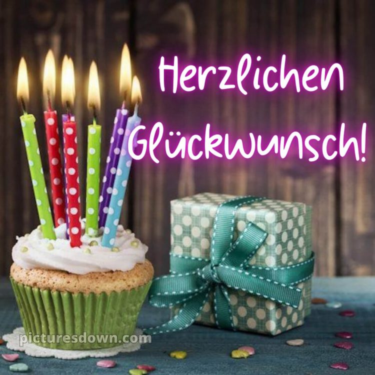 Ich wünsche ihnen alles gute zum geburtstag bild Kerzen und Muffin kostenlos