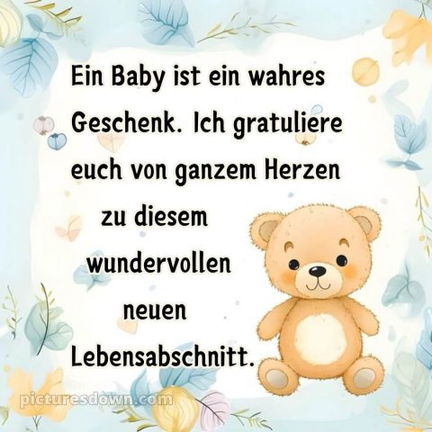 Kurze glückwünsche zur geburt bild Teddybär kostenlos