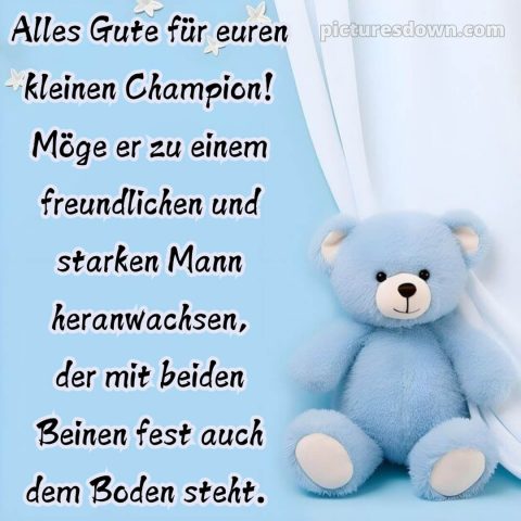 Kurze glückwünsche zur geburt eines jungen bild blauer Bär kostenlos