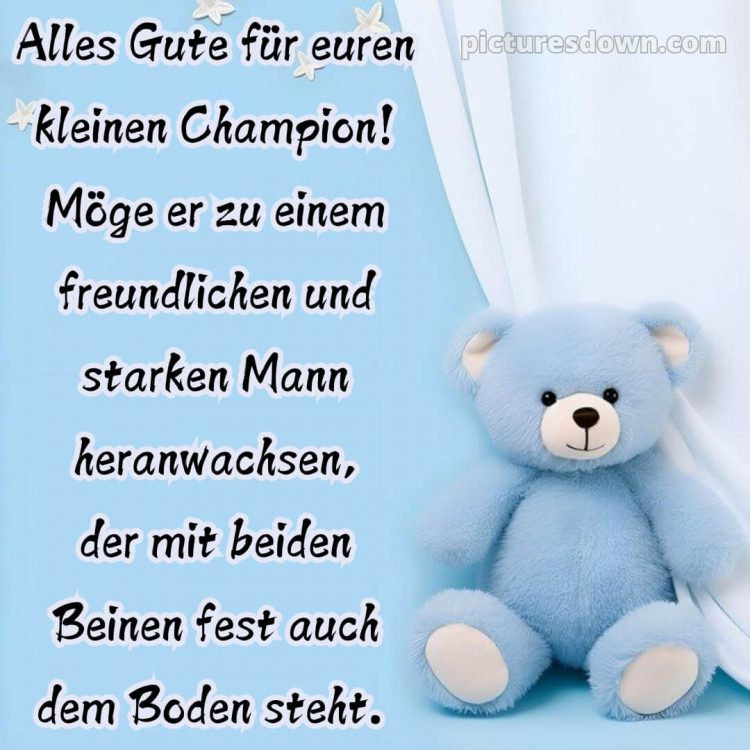 Kurze glückwünsche zur geburt eines jungen bild blauer Bär kostenlos