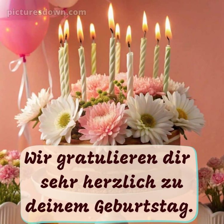 Geburtstag glückwünsche bild Blumen und Kerzen kostenlos
