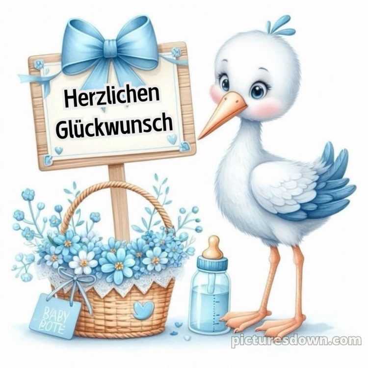 Glückwünsche zur geburt bild Storch kostenlos