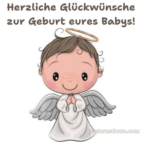 Glückwünsche zur geburt bild Engel kostenlos