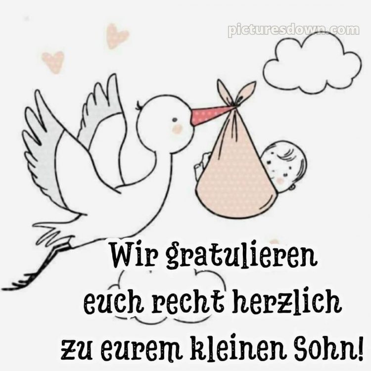 Glückwünsche zur geburt junge bild Storch kostenlos