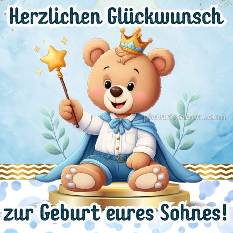 Glückwünsche zur geburt junge bild gekrönter Bär kostenlos