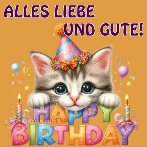 Glückwunsch zum geburtstag bild Katze kostenlos