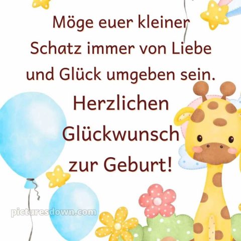 Glückwunsch zur geburt 1 bild Giraffe kostenlos