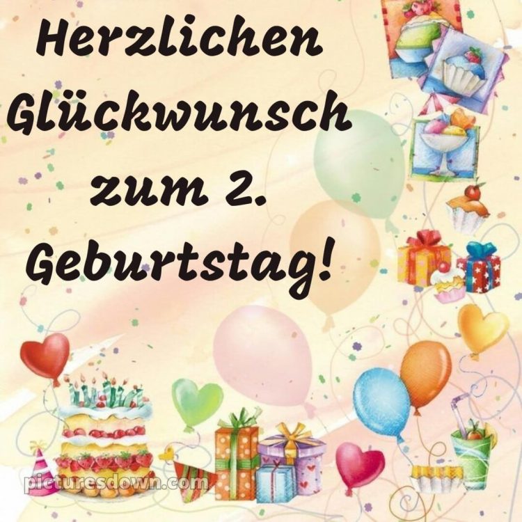 Kurze geburtstagswünsche 2 geburtstag bild Luftballons kostenlos