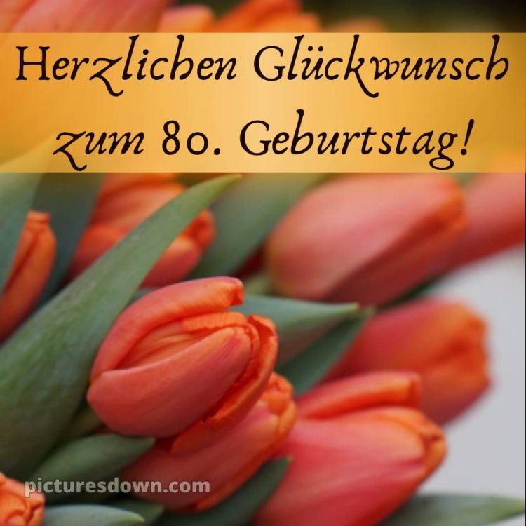 Kurze glückwünsche schön sprüche zum 80 geburtstag bild schöne Tulpen kostenlos