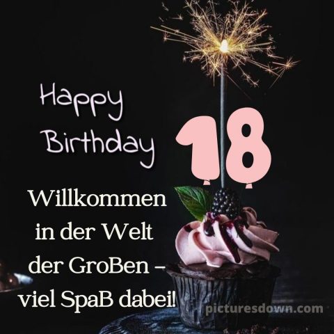 Kurze glückwünsche zum 18 geburtstag bild Cupcake kostenlos