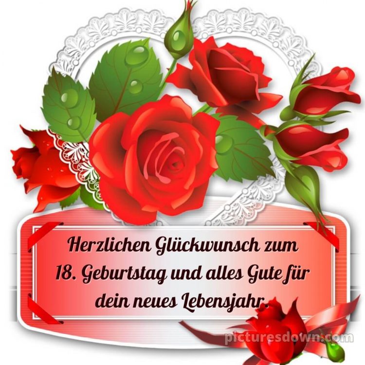 Kurze glückwünsche zum 18 geburtstag bild Rosen kostenlos