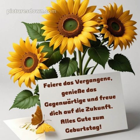Kurze glückwünsche zum runden geburtstag bild Sonnenblumen kostenlos