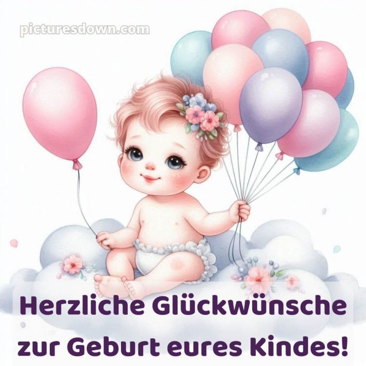 Persönliche glückwünsche zur geburt bild Luftballons kostenlos