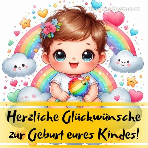 Persönliche glückwünsche zur geburt bild Regenbogen kostenlos