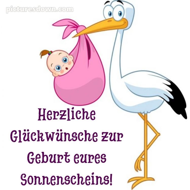Wünsche zur geburt bild Storch kostenlos