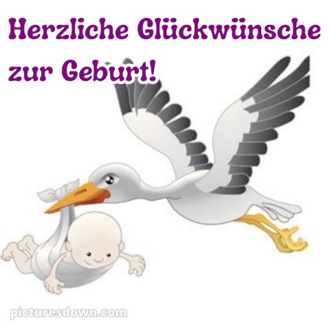 Baby Glückwünsche bild Storch kostenlos