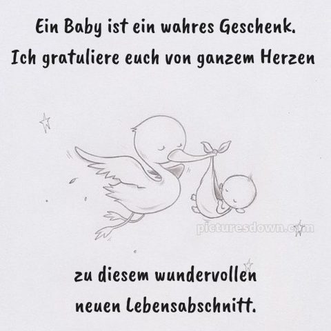 Geburt glückwünsche bild Storch kostenlos