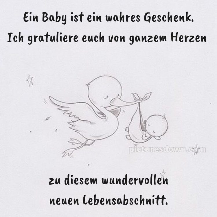 Geburt glückwünsche bild Storch kostenlos