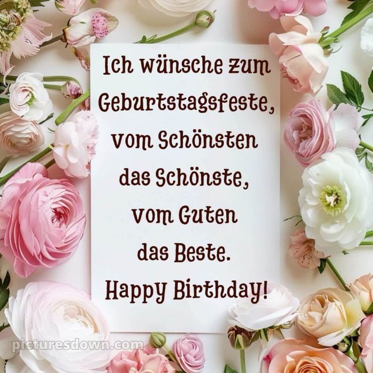 Geburtstag spruch bild zarte Blumen kostenlos