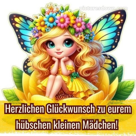 Glückwünsche zur geburt mädchen bild Fee kostenlos