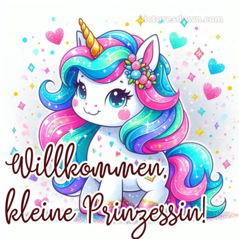 Glückwünsche zur geburt mädchen bild Einhorn kostenlos