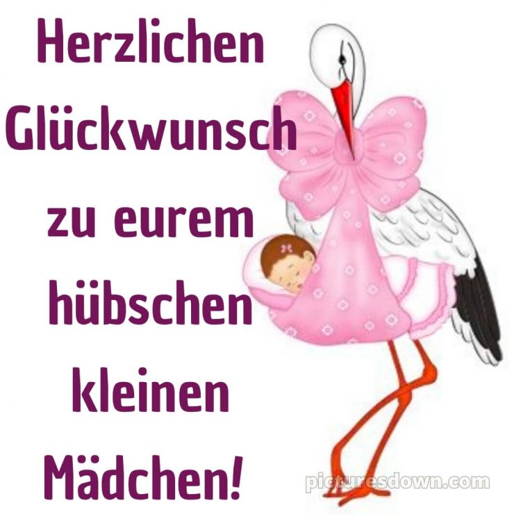 Glückwünsche zur geburt mädchen bild Storch kostenlos