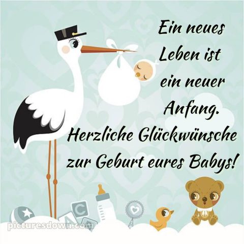 Glückwünsche zur geburt textvorschläge bild Storch kostenlos