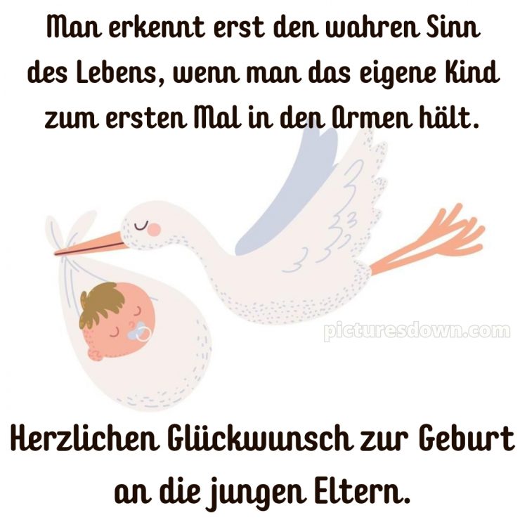 Herzlichen glückwunsch zur geburt bild Karte kostenlos