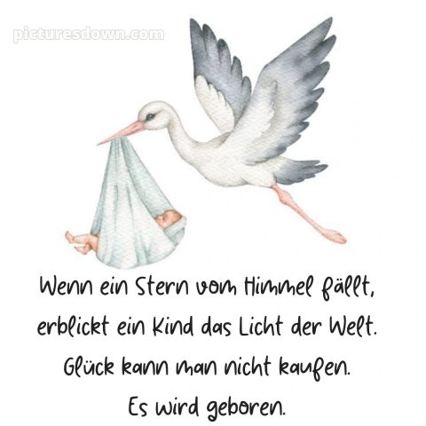 Herzlichen glückwunsch zur geburt bild Storch kostenlos