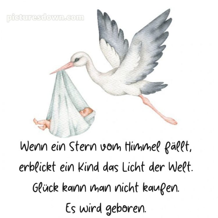 Herzlichen glückwunsch zur geburt bild Storch kostenlos