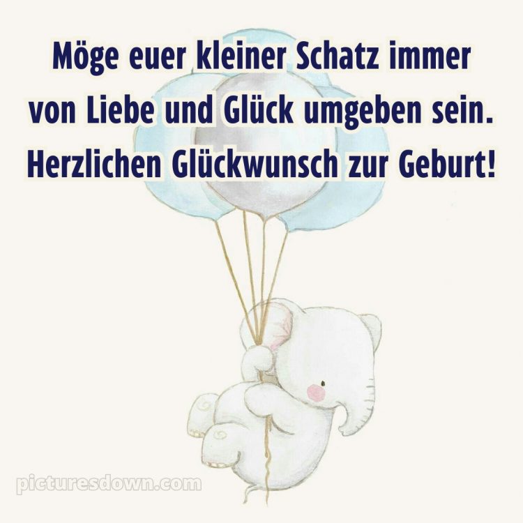 Herzlichen glückwunsch zur geburt bild Elefant kostenlos