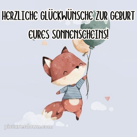 Herzlichen glückwunsch zur geburt bild Fuchs kostenlos