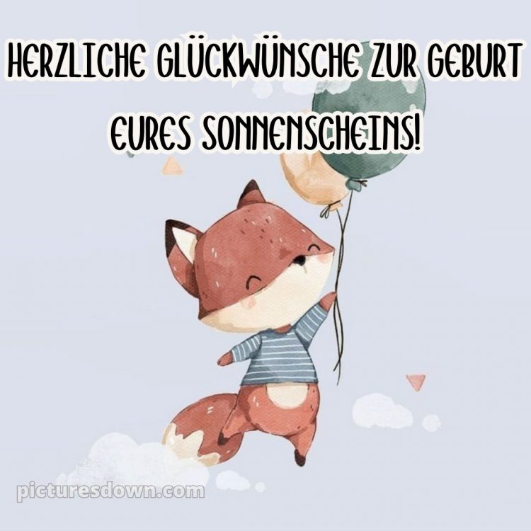 Herzlichen glückwunsch zur geburt bild Fuchs kostenlos