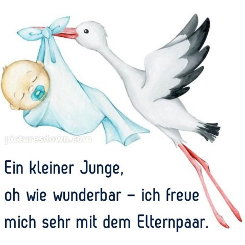 Sprüche zur geburt junge bild Baby und Storch kostenlos