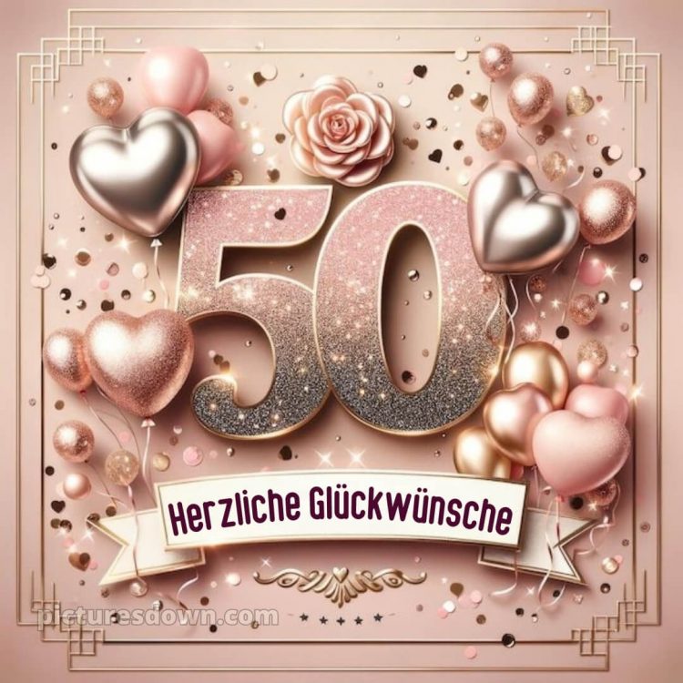 Alles gute zum 50 geburtstag frau bild Karte kostenlos