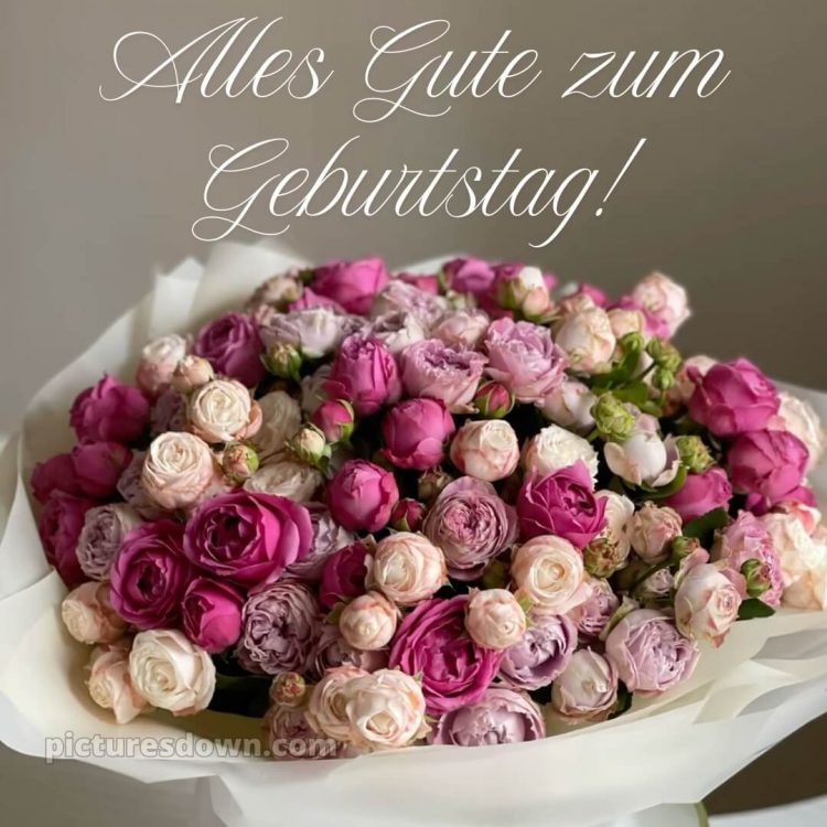 Alles gute zum geburtstag frau bild schöne Blumen kostenlos