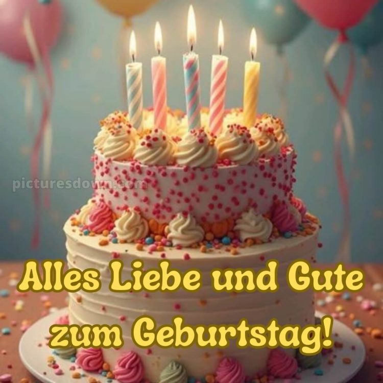 Alles gute zum geburtstag frau gif bild fünf Kerzen kostenlos