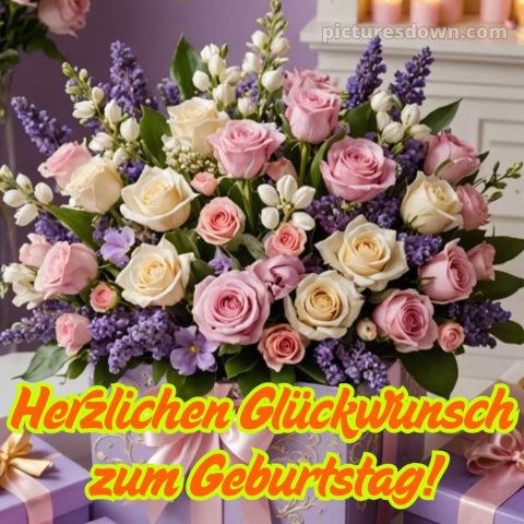 Alles gute zum geburtstag frau gif bild Blumen kostenlos