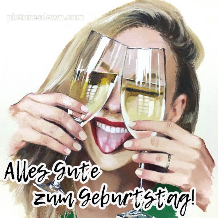 Alles gute zum geburtstag frau lustig bild zwei Gläser kostenlos