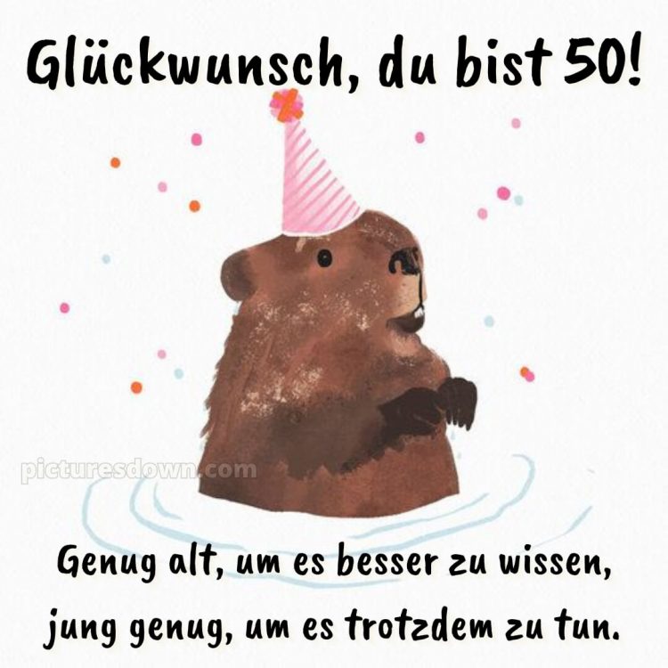 Alles gute zum 50 geburtstag lustig bild Wasserschwein kostenlos