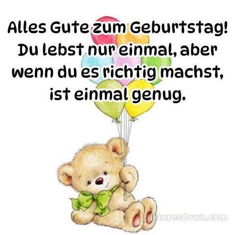 Alles gute zum geburtstag text lustig bild Teddybär kostenlos