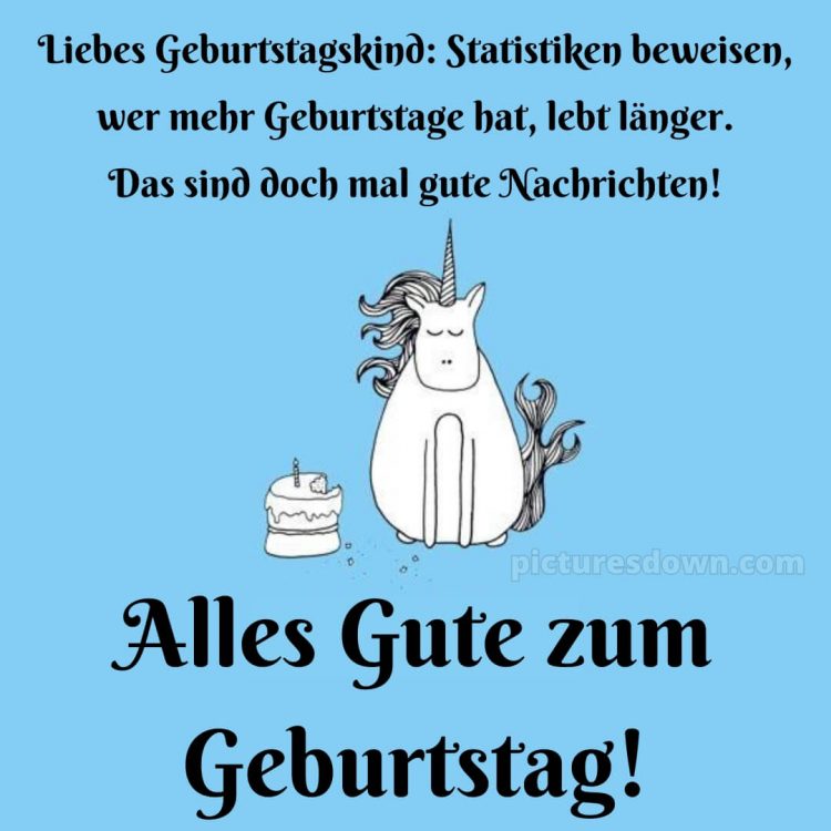 Alles gute zum geburtstag text lustig bild Einhorn kostenlos