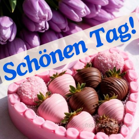 Guten morgen schönen tag bild Erdbeeren mit Schokoladenüberzug kostenlos