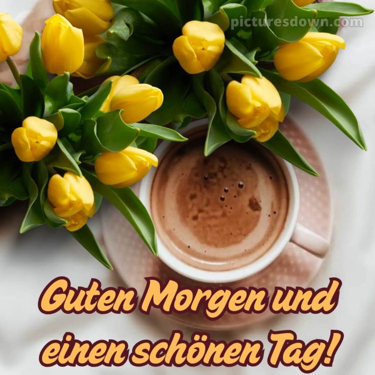 Guten morgen und einen schönen tag bild Kaffee mit Milch kostenlos